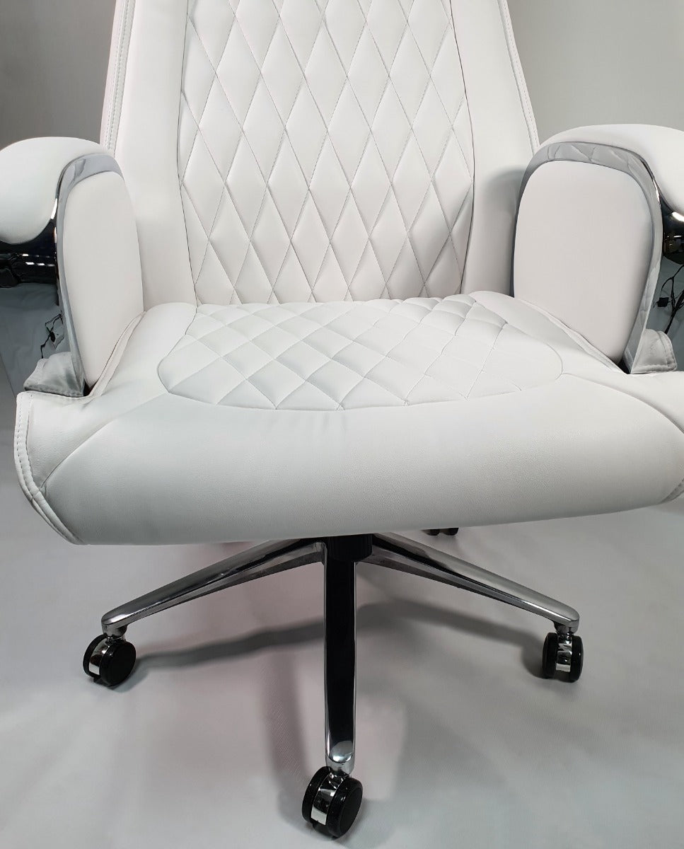 White Leather Executive Office Chair - CHA-1202A